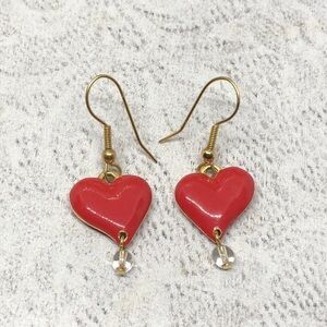 Vintage enamel romantic heart earrings.